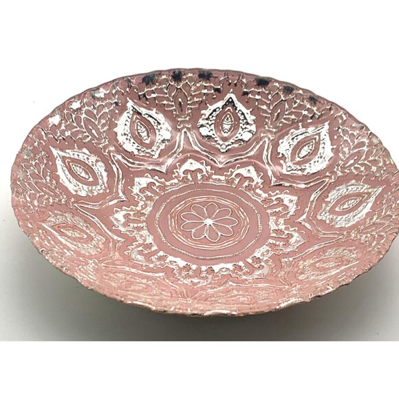 EFE Glass Turkish Pink & Silver Hand-Decorated Bowl - Picture 1 of 6